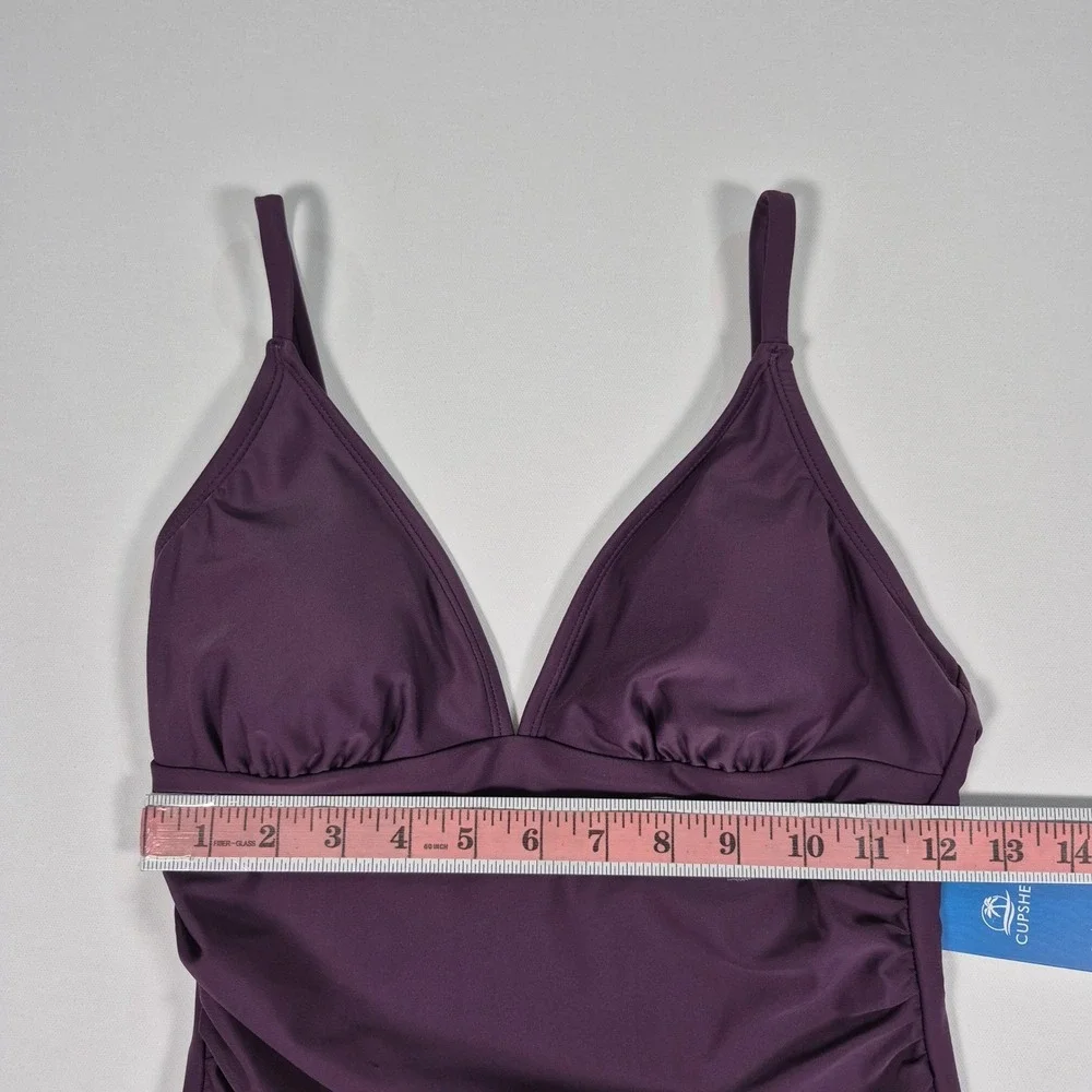 Cupshe Purple Ruched V-Neck One Piece Swimsuit Tummy Control‎ Medium NWT